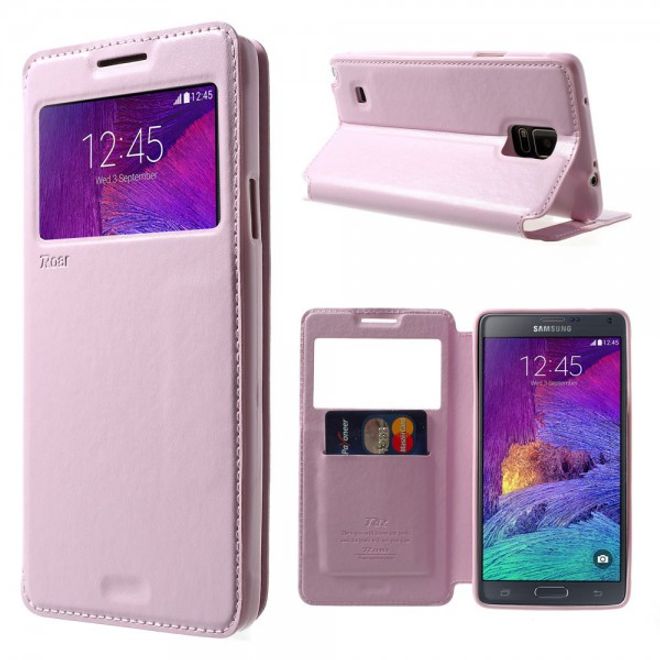 Samsung Galaxy Note 4 Nobles Leder Case mit kleines Öffnung - pink