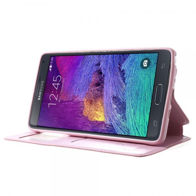 Samsung Galaxy Note 4 Nobles Leder Case mit kleines Öffnung - pink