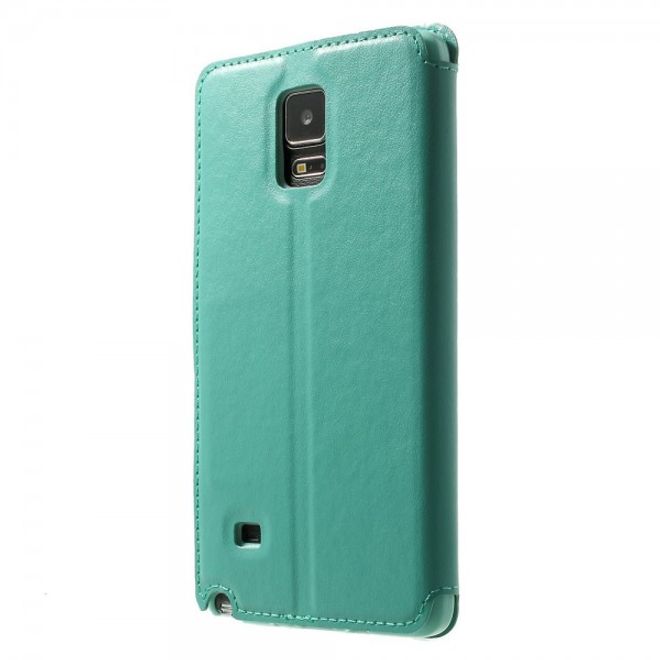 Samsung Galaxy Note 4 Nobles Leder Case mit kleines Öffnung - cyan