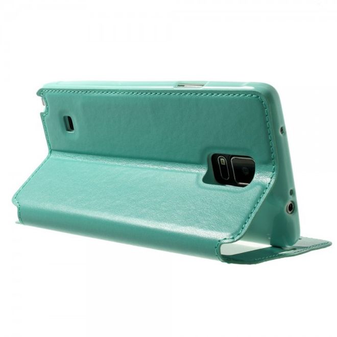 Samsung Galaxy Note 4 Nobles Leder Case mit kleines Öffnung - cyan