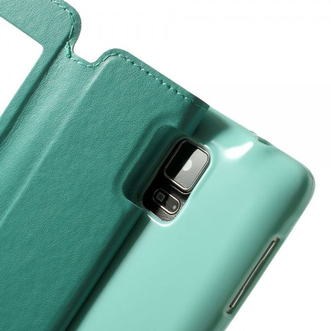 Samsung Galaxy Note 4 Nobles Leder Case mit kleines Öffnung - cyan