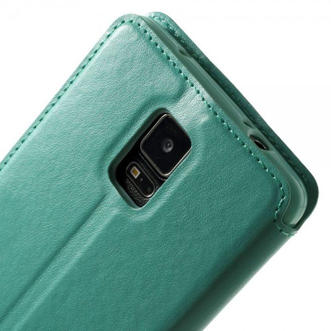 Samsung Galaxy Note 4 Nobles Leder Case mit kleines Öffnung - cyan