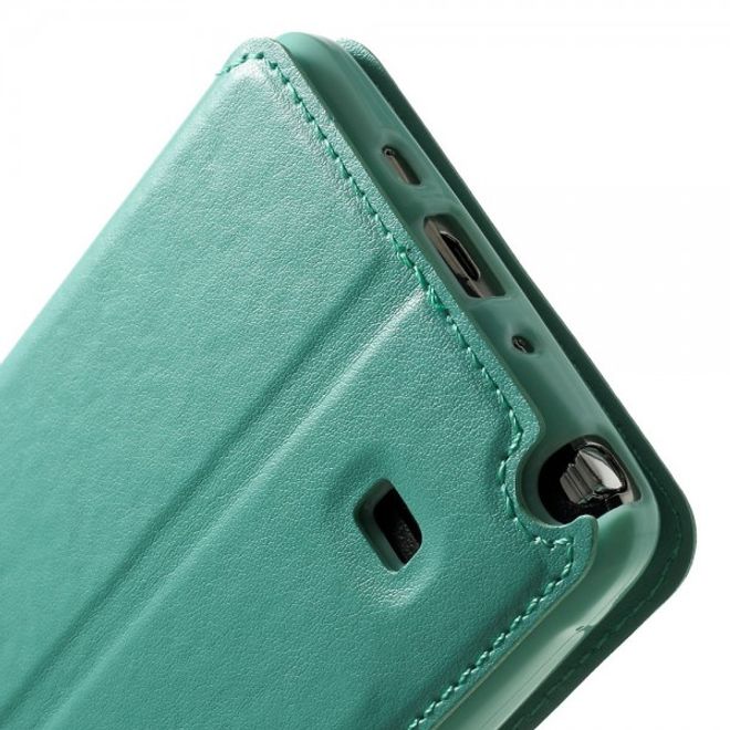 Samsung Galaxy Note 4 Nobles Leder Case mit kleines Öffnung - cyan