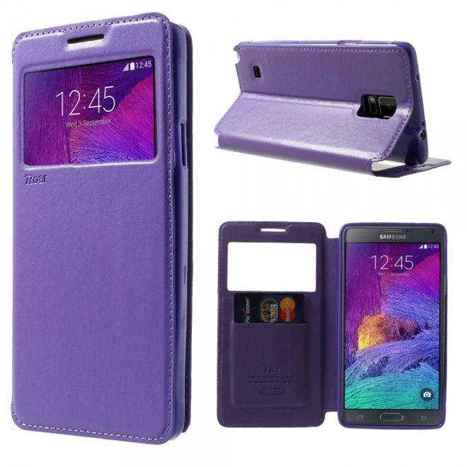 Samsung Galaxy Note 4 Nobles Leder Case mit kleines Öffnung - purpur