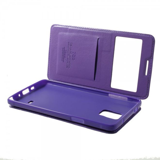 Samsung Galaxy Note 4 Nobles Leder Case mit kleines Öffnung - purpur