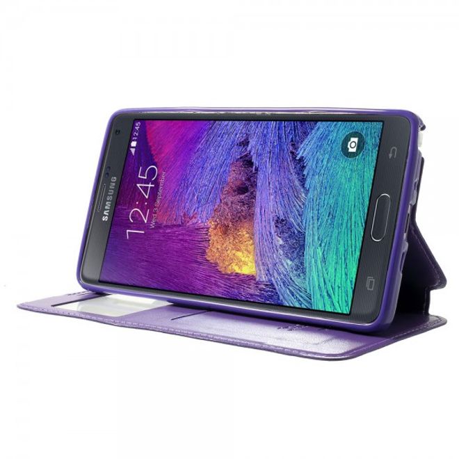 Samsung Galaxy Note 4 Nobles Leder Case mit kleines Öffnung - purpur