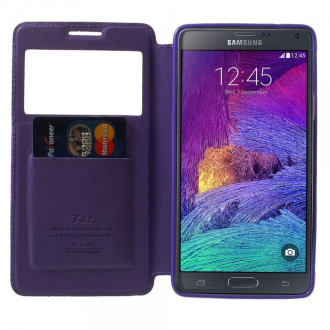 Samsung Galaxy Note 4 Nobles Leder Case mit kleines Öffnung - purpur