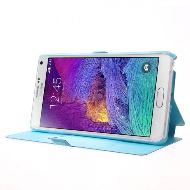Samsung Galaxy Note 4 Elegantes Leder Case mit Kreditkartenschlitz - blau