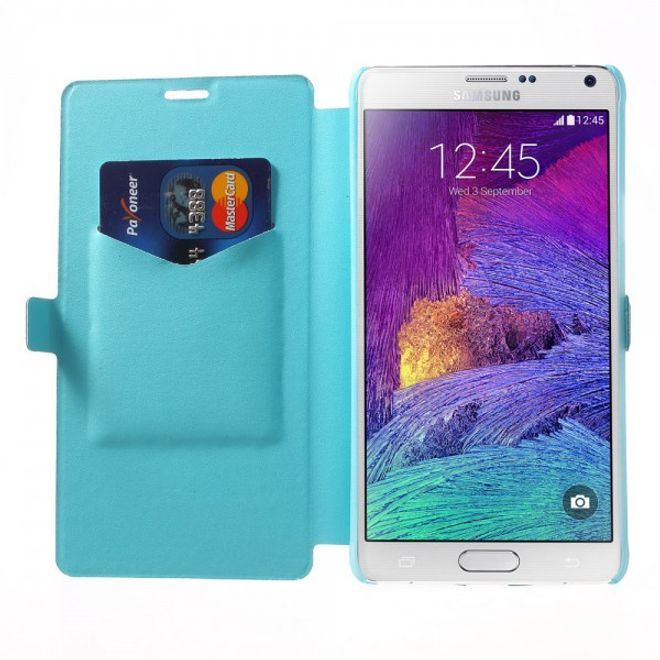 Samsung Galaxy Note 4 Elegantes Leder Case mit Kreditkartenschlitz - blau