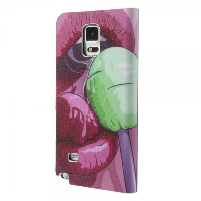 Samsung Galaxy Note 4 Leder Case mit süssem Girl mit offenem Mund