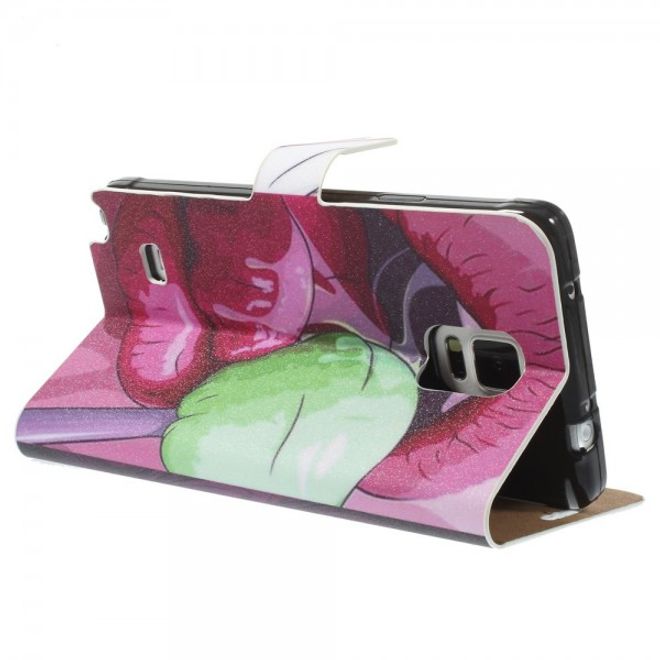 Samsung Galaxy Note 4 Leder Case mit süssem Girl mit offenem Mund