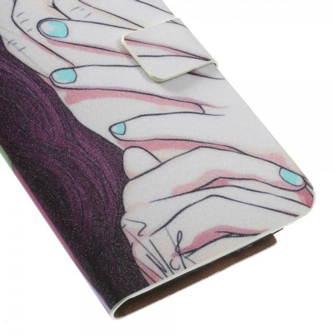 Samsung Galaxy Note 4 Leder Case mit süssem Girl mit offenem Mund