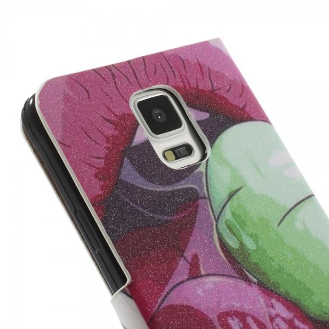 Samsung Galaxy Note 4 Leder Case mit süssem Girl mit offenem Mund