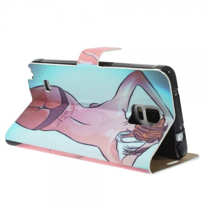 Samsung Galaxy Note 4 Leder Case mit heissem UK Girl