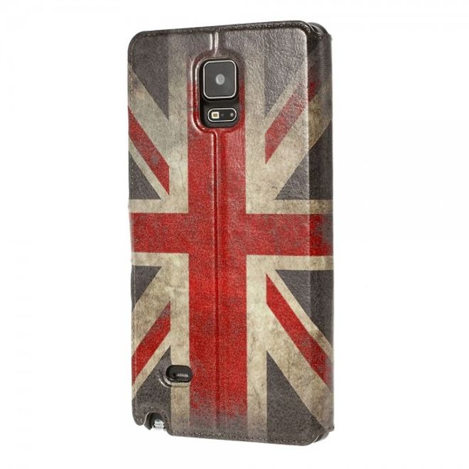 Samsung Galaxy Note 4 Leder Case mit kleiner Öffnung und UK Flagge retro-style