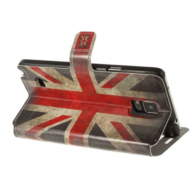 Samsung Galaxy Note 4 Leder Case mit kleiner Öffnung und UK Flagge retro-style