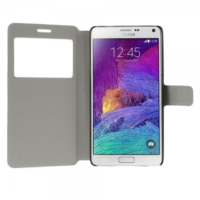 Samsung Galaxy Note 4 Leder Case mit kleiner Öffnung und UK Flagge retro-style