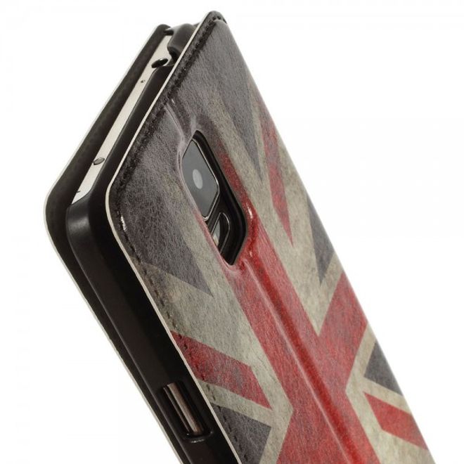 Samsung Galaxy Note 4 Leder Case mit kleiner Öffnung und UK Flagge retro-style