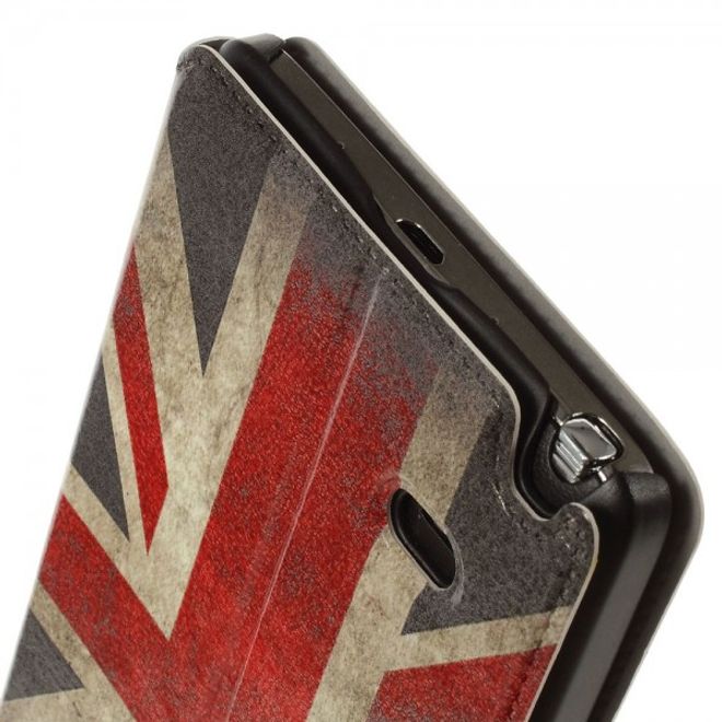 Samsung Galaxy Note 4 Leder Case mit kleiner Öffnung und UK Flagge retro-style