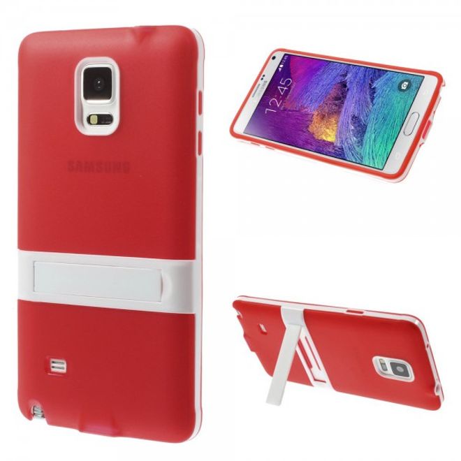 Samsung Galaxy Note 4 Hybrid Hart- und elastisches Plastik Case mit Standfunktion - rot