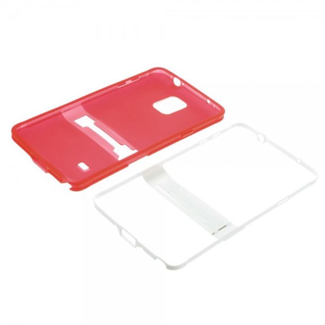 Samsung Galaxy Note 4 Hybrid Hart- und elastisches Plastik Case mit Standfunktion - rot