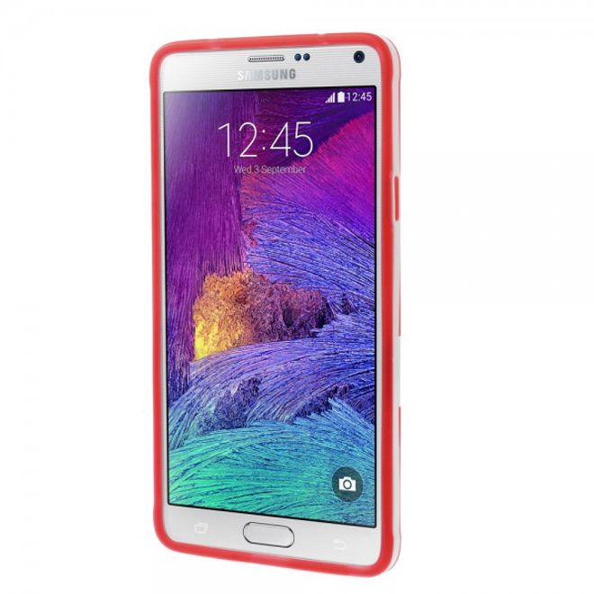 Samsung Galaxy Note 4 Hybrid Hart- und elastisches Plastik Case mit Standfunktion - rot