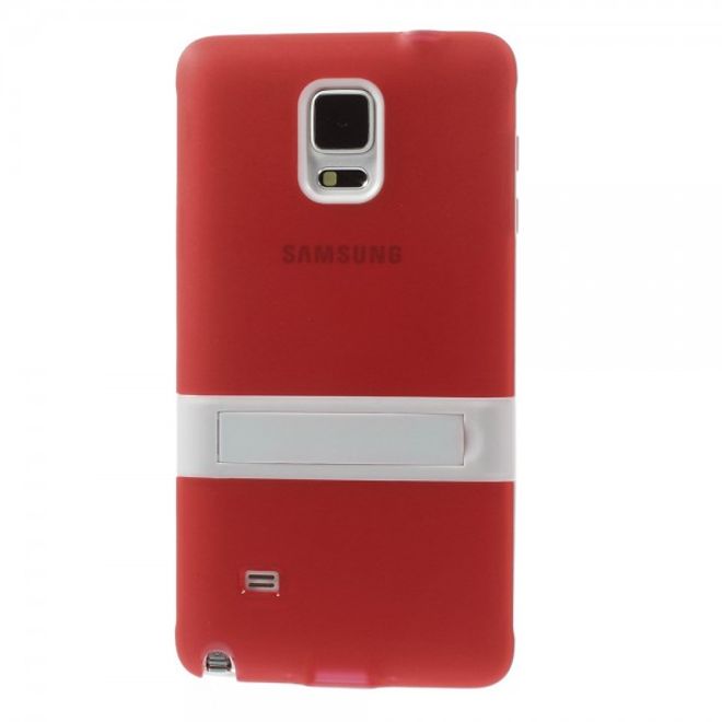 Samsung Galaxy Note 4 Hybrid Hart- und elastisches Plastik Case mit Standfunktion - rot