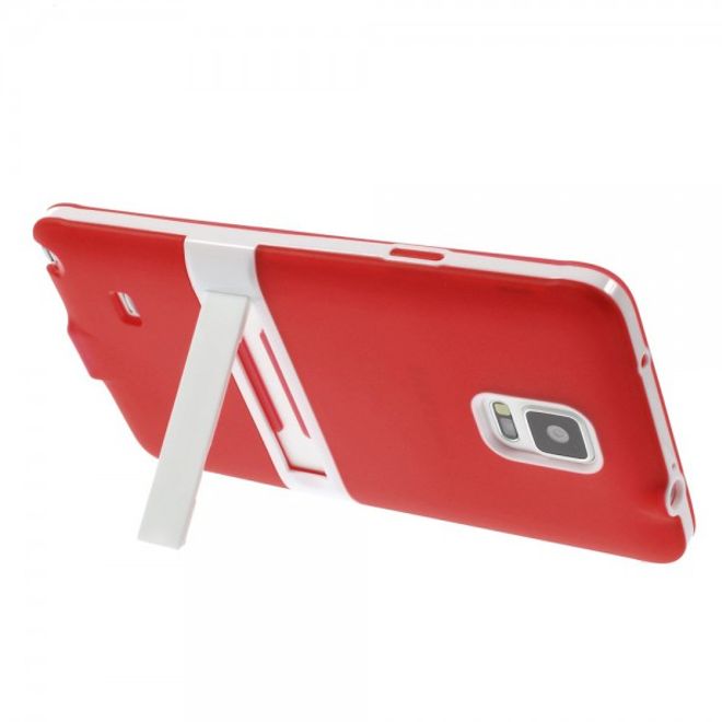 Samsung Galaxy Note 4 Hybrid Hart- und elastisches Plastik Case mit Standfunktion - rot