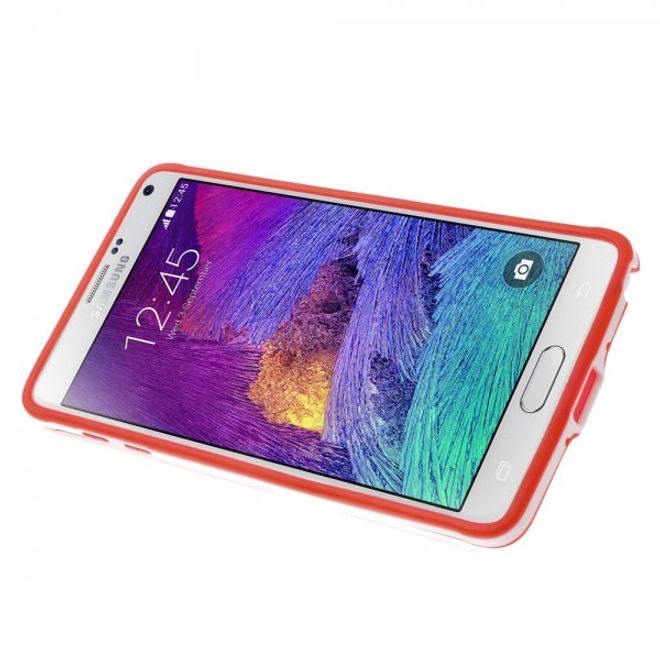 Samsung Galaxy Note 4 Hybrid Hart- und elastisches Plastik Case mit Standfunktion - rot