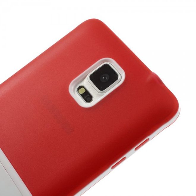 Samsung Galaxy Note 4 Hybrid Hart- und elastisches Plastik Case mit Standfunktion - rot