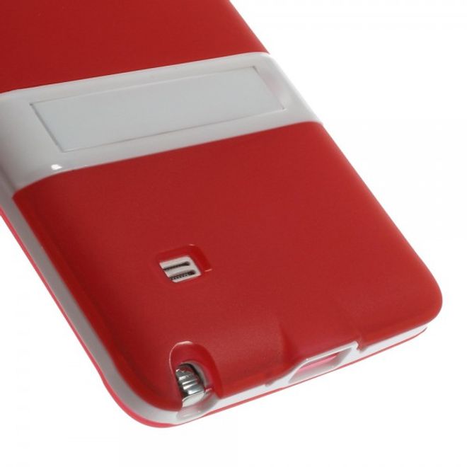 Samsung Galaxy Note 4 Hybrid Hart- und elastisches Plastik Case mit Standfunktion - rot