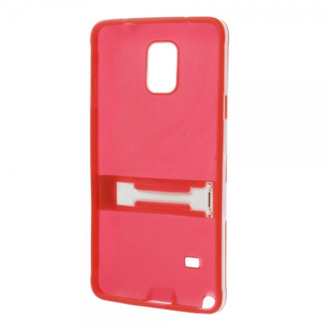 Samsung Galaxy Note 4 Hybrid Hart- und elastisches Plastik Case mit Standfunktion - rot
