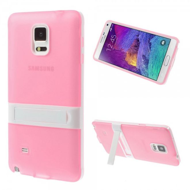 Samsung Galaxy Note 4 Hybrid Hart- und elastisches Plastik Case mit Standfunktion - pink