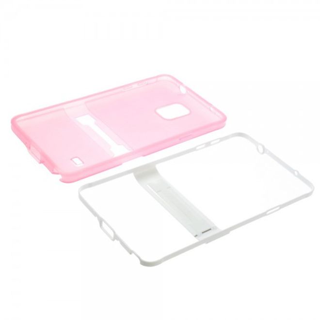 Samsung Galaxy Note 4 Hybrid Hart- und elastisches Plastik Case mit Standfunktion - pink