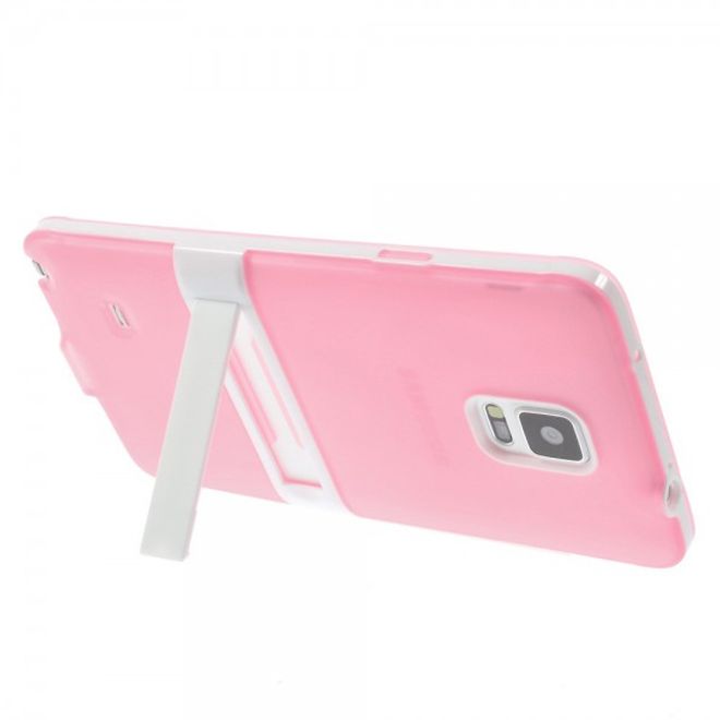 Samsung Galaxy Note 4 Hybrid Hart- und elastisches Plastik Case mit Standfunktion - pink