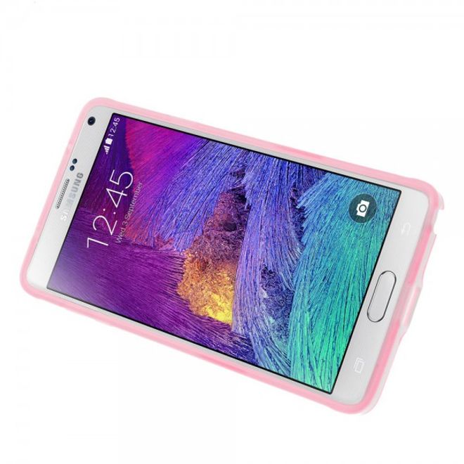 Samsung Galaxy Note 4 Hybrid Hart- und elastisches Plastik Case mit Standfunktion - pink
