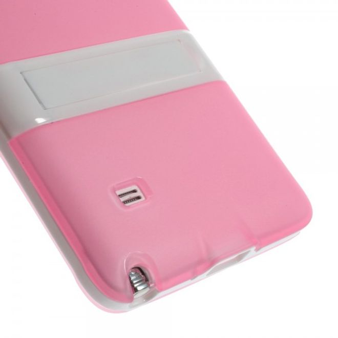 Samsung Galaxy Note 4 Hybrid Hart- und elastisches Plastik Case mit Standfunktion - pink
