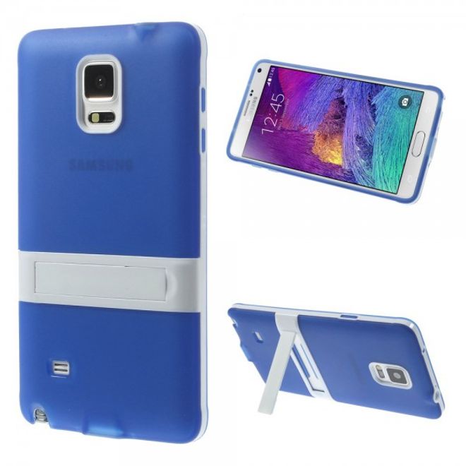 Samsung Galaxy Note 4 Hybrid Hart- und elastisches Plastik Case mit Standfunktion - blau