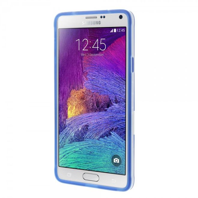 Samsung Galaxy Note 4 Hybrid Hart- und elastisches Plastik Case mit Standfunktion - blau