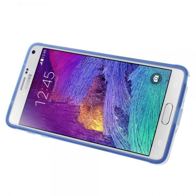 Samsung Galaxy Note 4 Hybrid Hart- und elastisches Plastik Case mit Standfunktion - blau