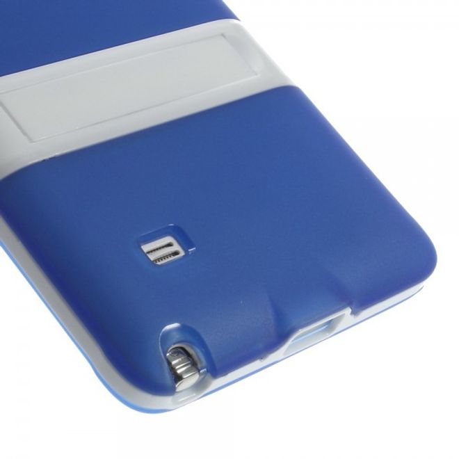 Samsung Galaxy Note 4 Hybrid Hart- und elastisches Plastik Case mit Standfunktion - blau