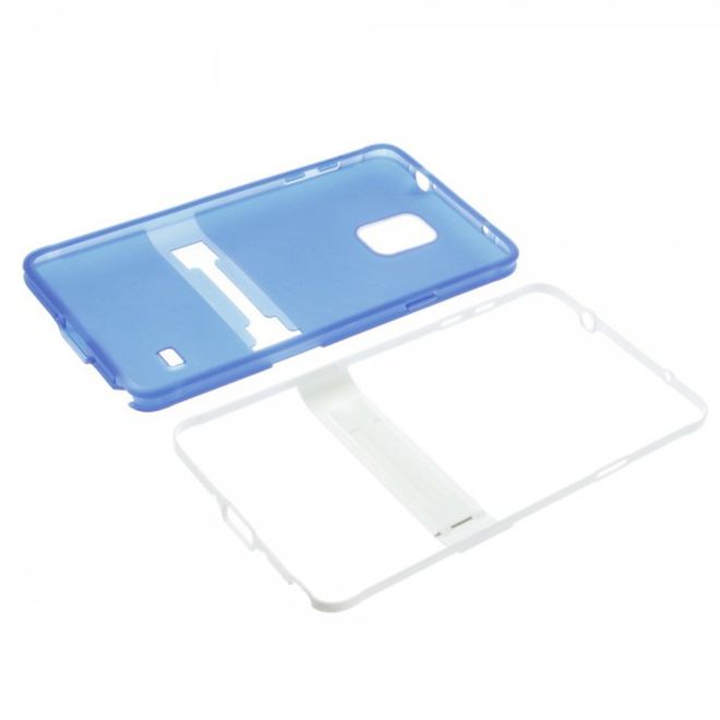 Samsung Galaxy Note 4 Hybrid Hart- und elastisches Plastik Case mit Standfunktion - blau