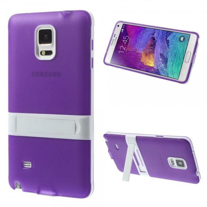 Samsung Galaxy Note 4 Hybrid Hart- und elastisches Plastik Case mit Standfunktion - purpur