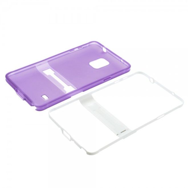 Samsung Galaxy Note 4 Hybrid Hart- und elastisches Plastik Case mit Standfunktion - purpur