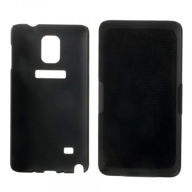 Samsung Galaxy Note 4 Robustes Hart Plastik Case mit Streifen und Gurthalterung - schwarz
