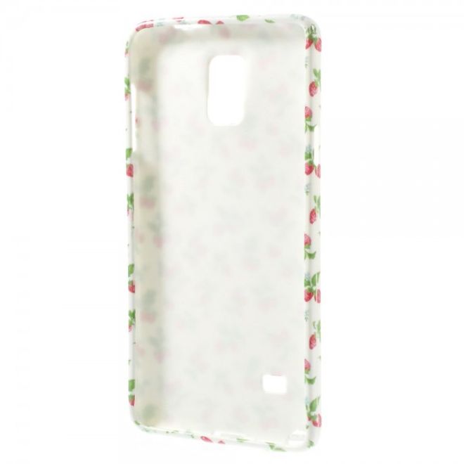 Samsung Galaxy Note 4 Elastisches Plastik Case mit kleinen Erdbeeren