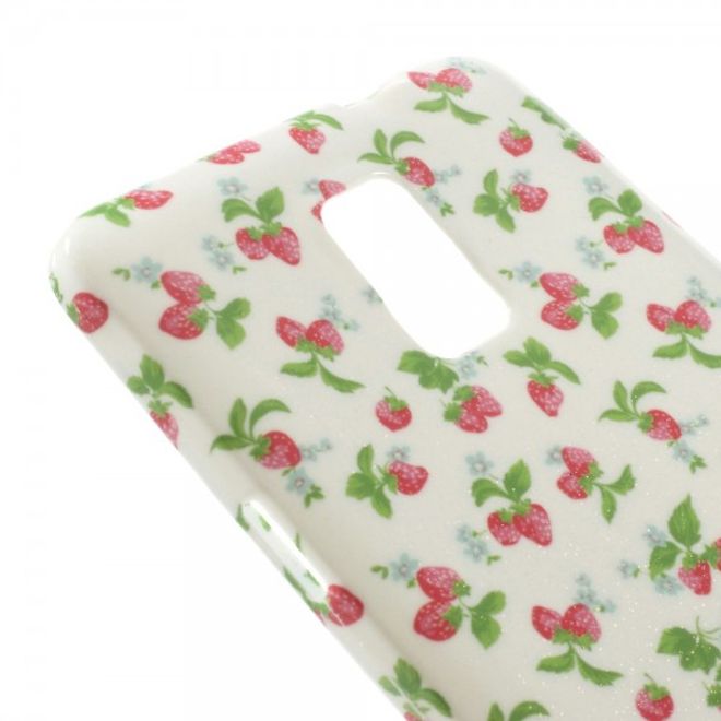 Samsung Galaxy Note 4 Elastisches Plastik Case mit kleinen Erdbeeren