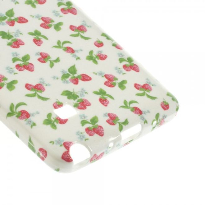 Samsung Galaxy Note 4 Elastisches Plastik Case mit kleinen Erdbeeren