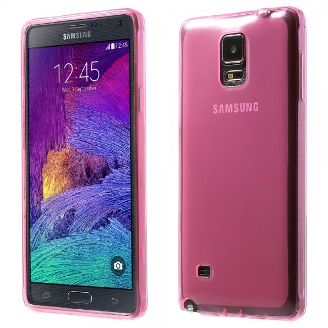 Samsung Galaxy Note 4 Elastisches, mattes Plastik Case mit Staubschutz - rosa