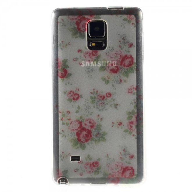 Samsung Galaxy Note 4 Elastisches Plastik Case mit pinken Blümchen